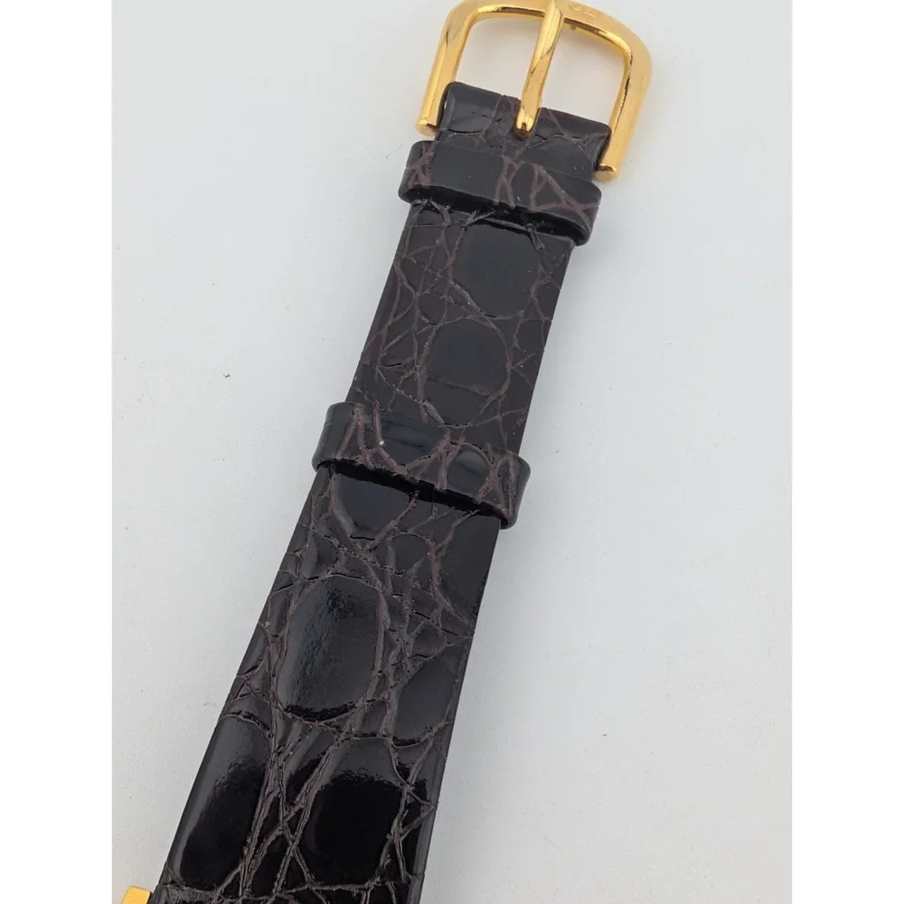 North Men's Watch 34mm Gold Case Brown Croc Leather Band- New Battery